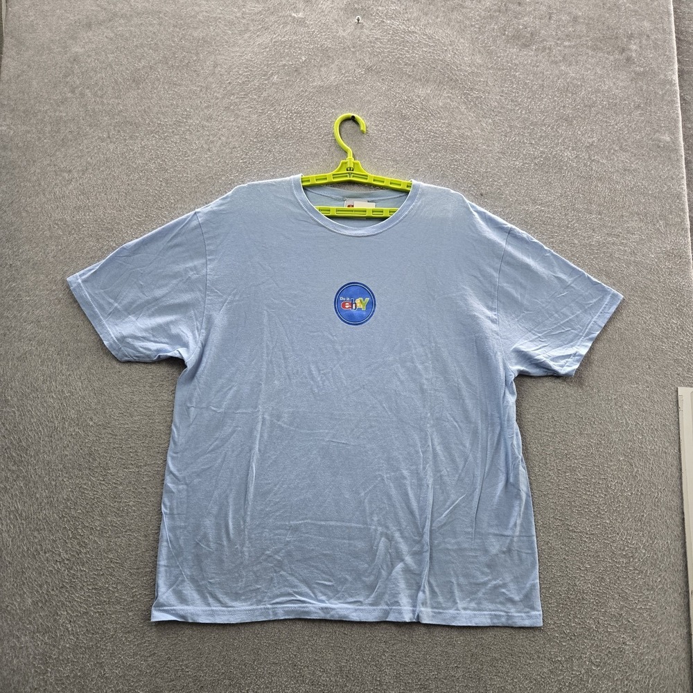 VINTAGE‎ Ebay Men Shirt ADULT XL Light Blue Y2K Logo Do It Short Sleeve